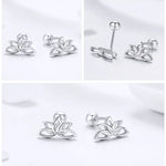 Boucles d'Oreilles Fleur de Lotus (Argent) - Vignette | Dame Fleur