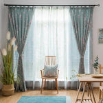 Double Rideaux Fleuris Bleus - Vignette | Dame Fleur