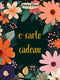 Carte cadeau publicitaire décorée d’illustrations florales colorées et du texte français ’e-carte cadeau’.