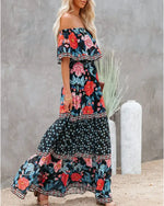 Hippie Robe Longue Fleurie Bohème - Vignette | Dame Fleur