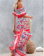 Hippie Robe Longue Fleurie Bohème - Vignette | Dame Fleur