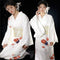 Kimono Japonais Traditionnel Blanc Fleuri | Dame Fleur