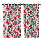Rideau Blanc avec Fleurs Rouges - Vignette | Dame Fleur