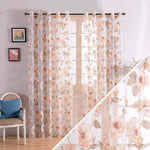 Rideaux avec Voilage Fleurs Oranges - Vignette | Dame Fleur