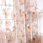 Rideaux avec Voilage Fleurs Oranges - Vignette | Dame Fleur