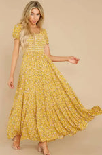 Robe à Fleurs Jaune Longue - Vignette | Dame Fleur
