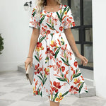 Robe Blanche Fleurie - Vignette | Dame Fleur