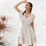 Robe Blanche Fleurie Courte - Vignette | Dame Fleur