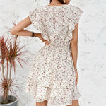 Robe Blanche Fleurie Courte - Vignette | Dame Fleur