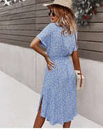 Robe Chemisier à Fleurs Mi-Longue - Vignette | Dame Fleur