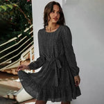 Robe Courte en Crêpe Fleurie - Vignette | Dame Fleur