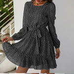 Robe Courte en Crêpe Fleurie - Vignette | Dame Fleur