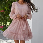 Robe Courte en Crêpe Fleurie - Vignette | Dame Fleur