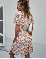 Robe Courte Fleurie Bleue - Vignette | Dame Fleur