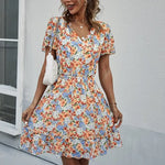 Robe Courte Fleurie Bleue - Vignette | Dame Fleur