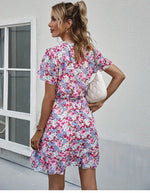 Robe Courte Fleurie Bleue - Vignette | Dame Fleur