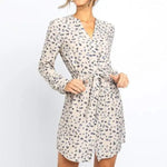 Robe Courte Fleurie Manche Longue - Vignette | Dame Fleur