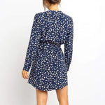 Robe Courte Fleurie Manche Longue - Vignette | Dame Fleur