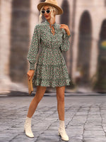Robe Courte Fleurie Verte - Vignette | Dame Fleur