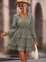 Robe Courte Fleurie Verte - Vignette | Dame Fleur