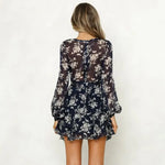 Robe Courte Manche Longue Fleurie - Vignette | Dame Fleur