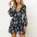 Robe Courte Manche Longue Fleurie - Vignette | Dame Fleur