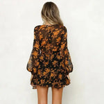 Robe Courte Manche Longue Fleurie - Vignette | Dame Fleur