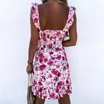 Robe Courte Plage Fleurie - Vignette | Dame Fleur