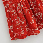 Robe Courte Rouge Fleurs Blanches - Vignette | Dame Fleur