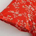 Robe Courte Rouge Fleurs Blanches - Vignette | Dame Fleur