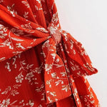 Robe Courte Rouge Fleurs Blanches - Vignette | Dame Fleur