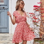 Robe Décontractée Rouge Florale - Vignette | Dame Fleur