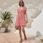 Robe Décontractée Rouge Florale - Vignette | Dame Fleur