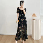 Robe Femme Fleurie Mousseline de Soie Rétro - Vignette | Dame Fleur