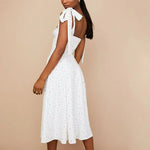 Robe Fleurie à Bretelles Nouées Mi-Longue - Vignette | Dame Fleur