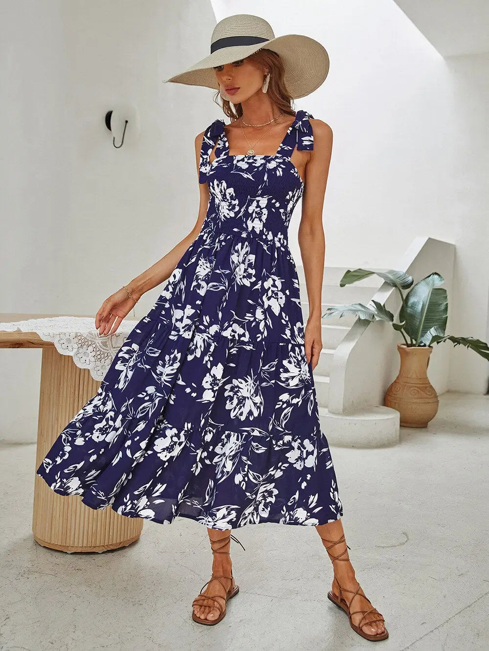 Robe Fleurie Bleue Femme | Dame Fleur