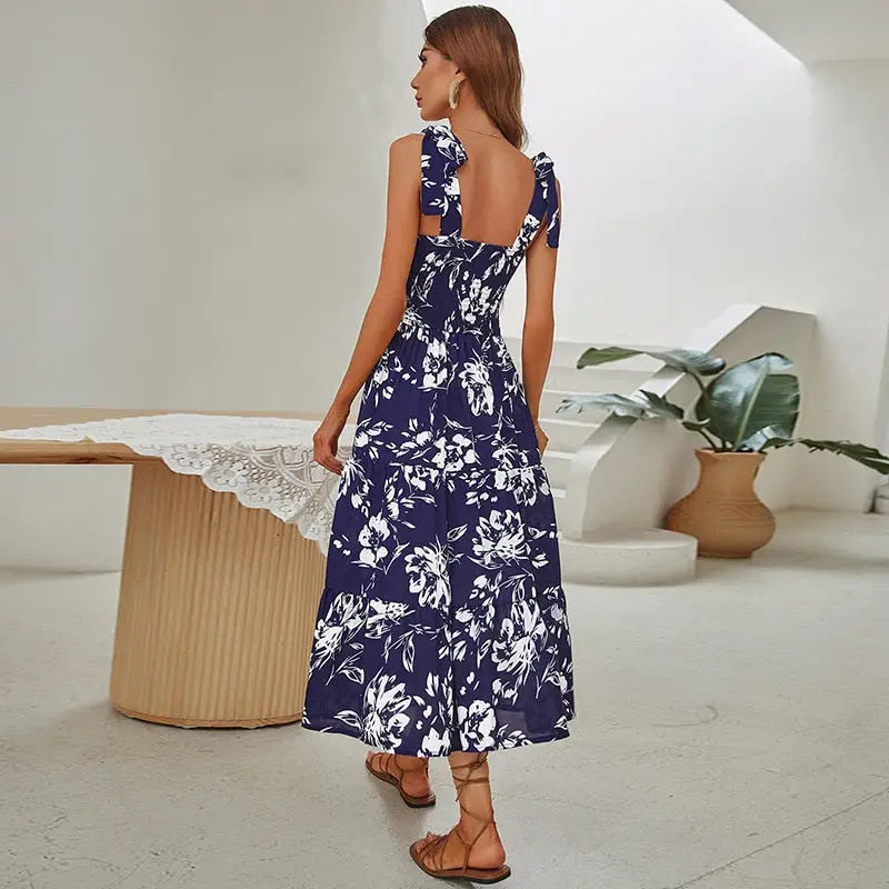 Robe Fleurie Bleue Femme | Dame Fleur