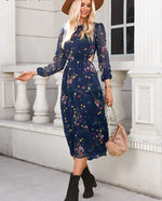 Robe Fleurie Bleue Hippie - Vignette | Dame Fleur