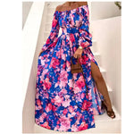 Robe Fleurie Col Bateau Fendue - Vignette | Dame Fleur