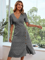 Robe Fleurie Col V Volant - Vignette | Dame Fleur