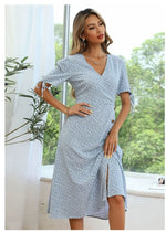 Robe Fleurie Col V Volant - Vignette | Dame Fleur