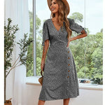 Robe Fleurie Col V Volant - Vignette | Dame Fleur