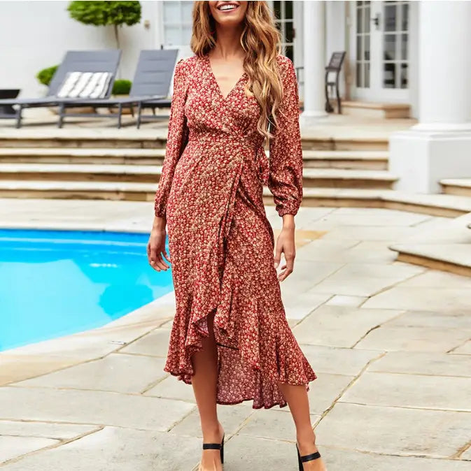 Robe Fleurie Femme Ronde Portefeuille | Dame Fleur