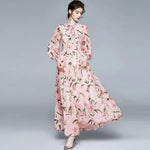 Robe Fleurie Longue Col cavalière - Vignette | Dame Fleur