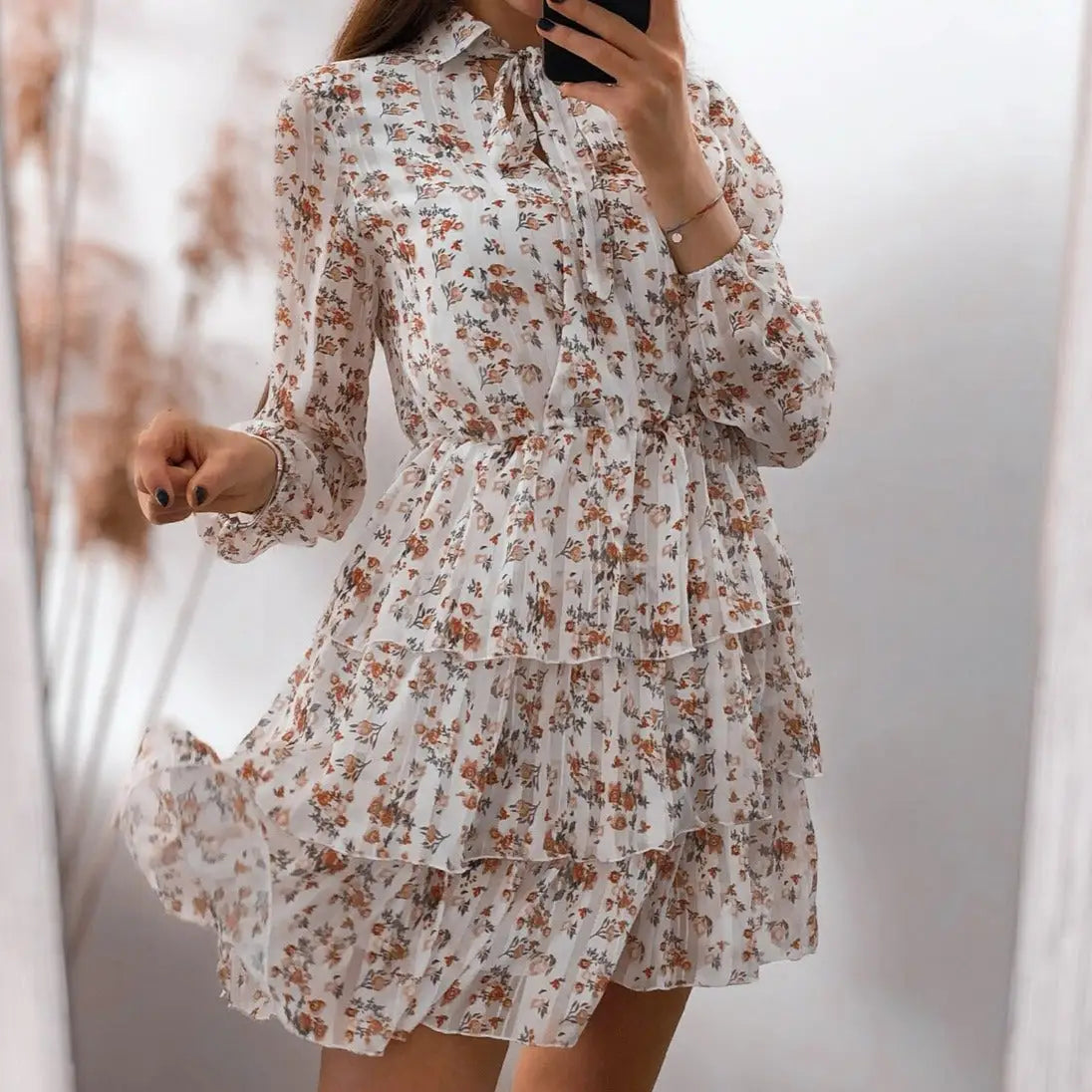 Robe Fleurie Manches Longues Femme | Dame Fleur