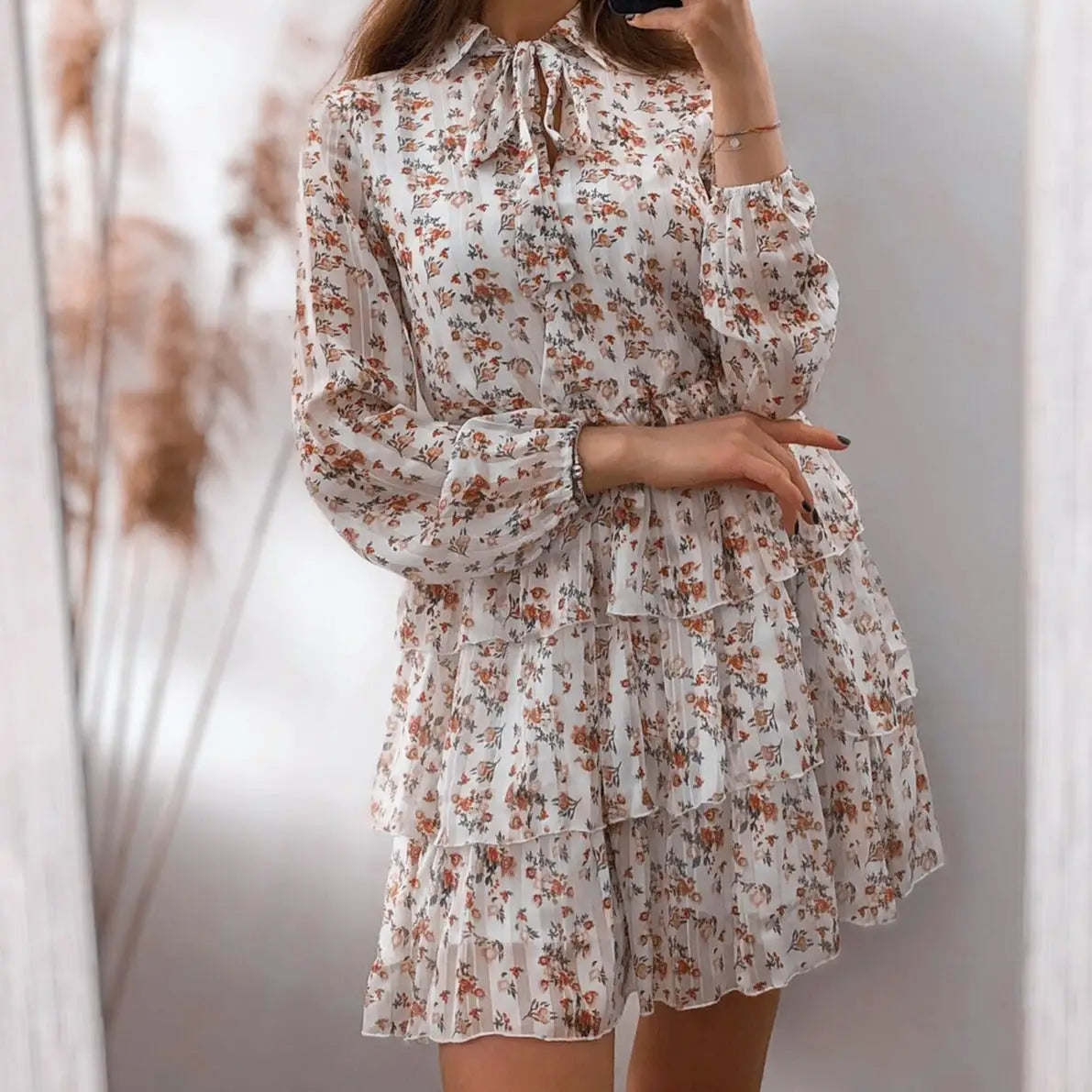 Robe Fleurie Manches Longues Femme | Dame Fleur