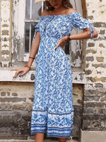 Robe Fleurie Mi-Longue Epaules Dénudées - Vignette | Dame Fleur