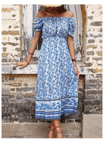 Robe Fleurie Mi-Longue Epaules Dénudées - Vignette | Dame Fleur