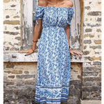 Robe Fleurie Mi-Longue Epaules Dénudées - Vignette | Dame Fleur