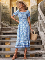 Robe Fleurie Mi-Longue Epaules Dénudées - Vignette | Dame Fleur